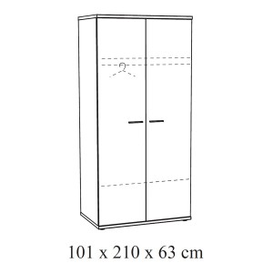 Armoire robuste pour chambre d'enfant avec 2 portes battantes collection OLGA coloris blanc effet bois