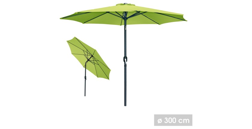 Parasol inclinable rond vert pomme diamètre 300cm