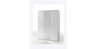 Armoire robuste avec miroir. 3 portes battantes 150cm collection OLGA coloris blanc effet bois