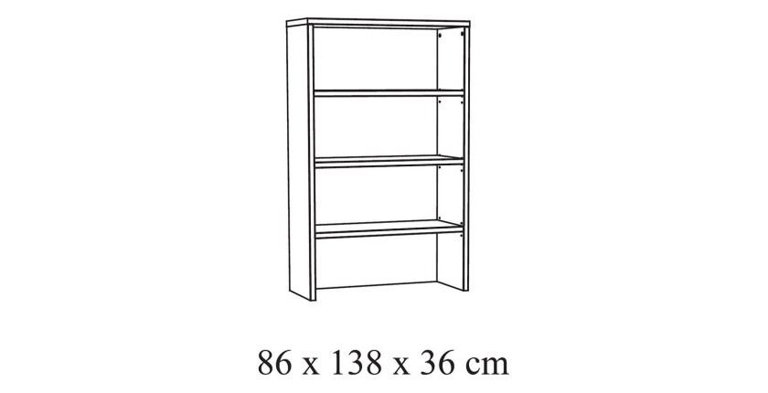 Commode 3 tiroirs avec module 3 étagères coloris blanc effet bois collection OLGA