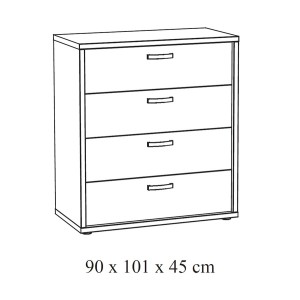 Commode 3 tiroirs avec module 3 étagères coloris blanc effet bois collection OLGA