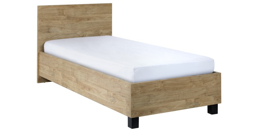 Lit enfant robuste 120x200 coloris chêne doré collection MEGEVE