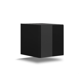 Ensemble de meubles de salon blanc et noir suspendus collection CEPTO. 256cm, 10 meubles, 10 portes, leds. Cube de couleur noir
