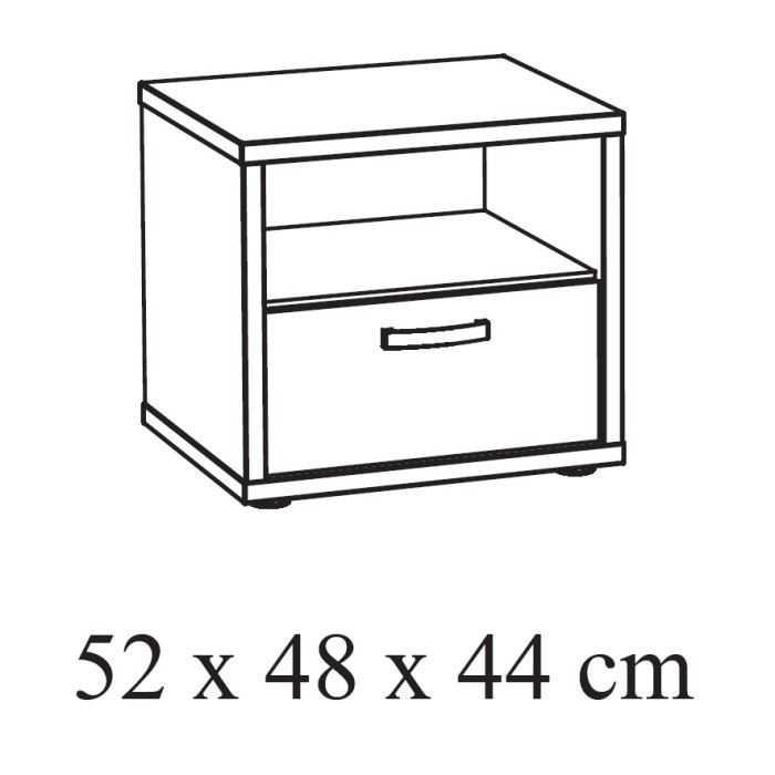 Mesa de noche MEGEVE – 1 cajón + 1 hueco – Roble dorado