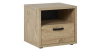 Mesita de noche con cajón y hueco en color roble dorado colección MEGEVE