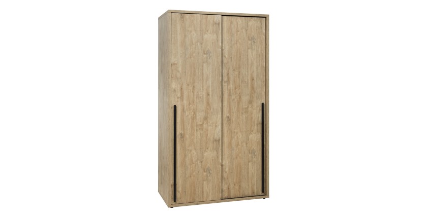 Armoire 120cm pour chambre à coucher avec 2 portes coulissantes collection MEGEVE coloris chêne doré.
