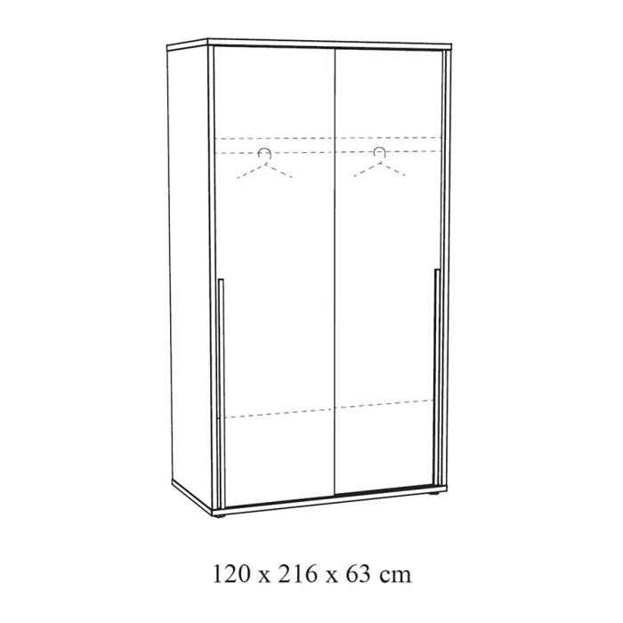 Armoire 2 portes coulissantes MEGEVE – Chêne doré – Style scandinave robuste