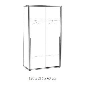 Armoire 120cm pour chambre à coucher avec 2 portes coulissantes collection MEGEVE coloris chêne doré.