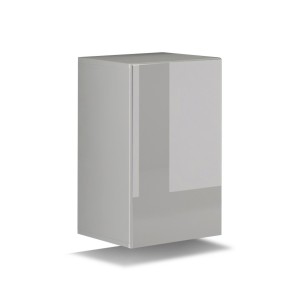 Ensemble meubles de salon suspendus milieu noir, côté blanc collection CEPTO. 256cm, 10 meubles, leds.