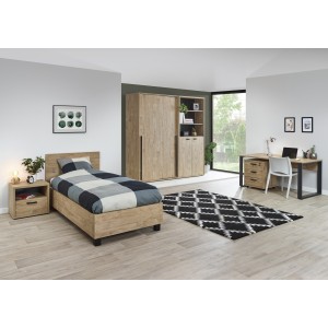 Armoire 150cm pour chambre à coucher avec 2 portes coulissantes collection MEGEVE coloris chêne doré