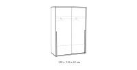 Armoire 150cm pour chambre à coucher avec 2 portes coulissantes collection MEGEVE coloris chêne doré