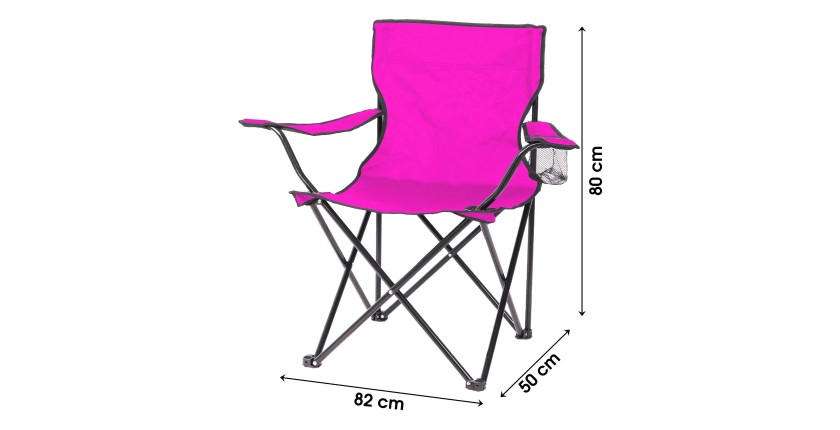 Fauteuil de jardin pliable en tissu rose fuchsia 82x50x60cm