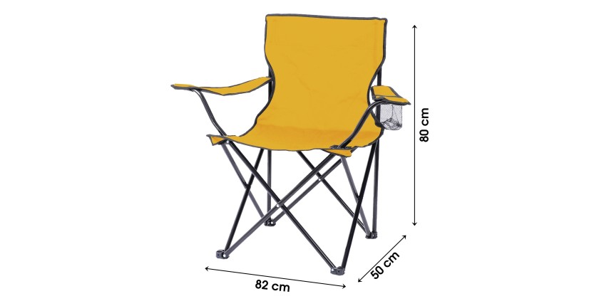 Fauteuil de jardin pliable en tissu jaune 82x50x60cm