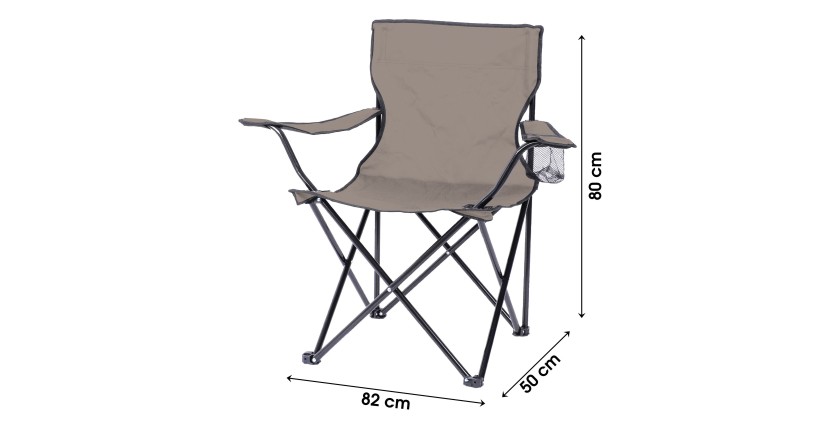 Fauteuil de jardin pliable en tissu coloris taupe 82x50x60cm