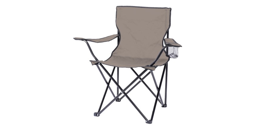 Fauteuil de jardin pliable en tissu coloris taupe 82x50x60cm