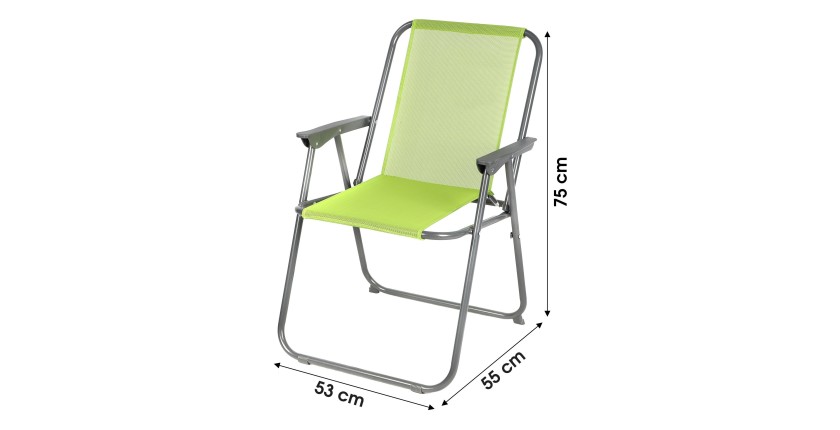 Fauteuil de jardin pliable en tissu coloris vert pomme 53x55x75cm