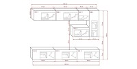 Ensemble meubles de salon suspendus blanc collection CEPTO. 249cm, 8 meubles, leds.