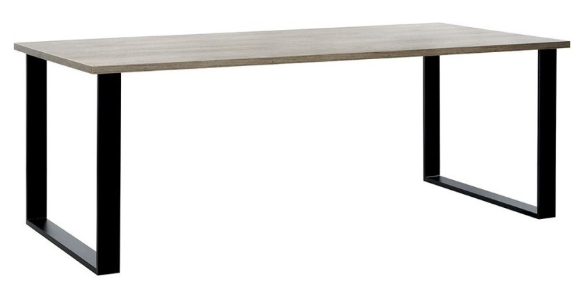 Table 8 personnes pour salle à manger collection NEWTON coloris chêne clair. Pieds en métal.