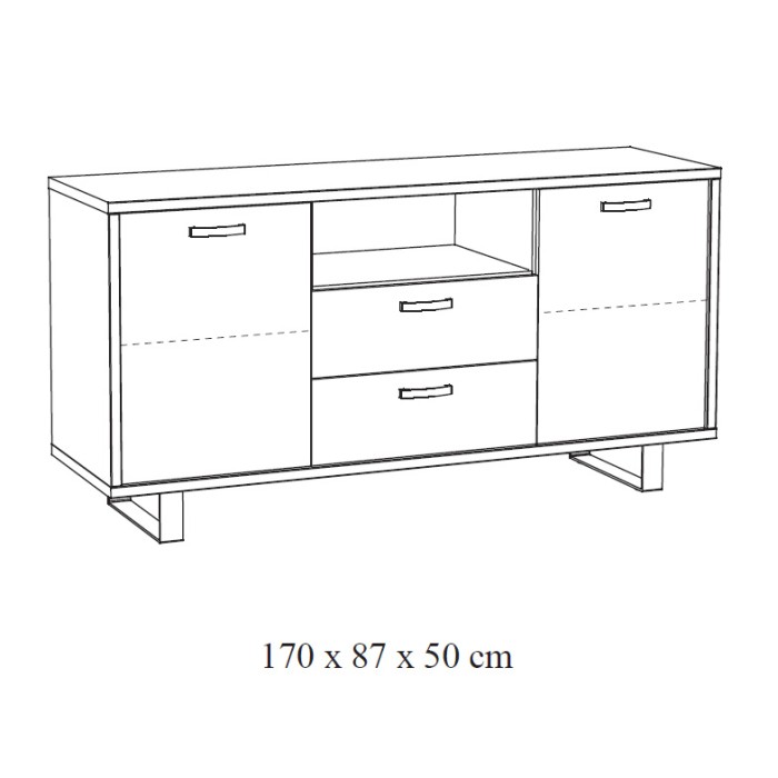 Buffet NEWTON 170 cm – 2 deuren, 2 laden – Gouden eik – Modern ontwerp