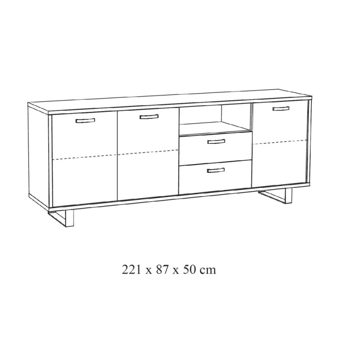 Buffet NEWTON XL 220 cm – 3 deuren, 2 laden – Gouden eiken – Modern design