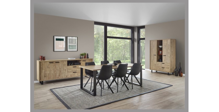Buffet design XL 220cm con 3 ante e 2 cassetti per soggiorno colore quercia dorata collezione NEWTON