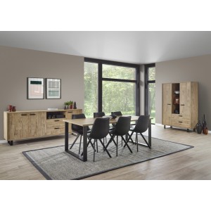 Buffet design XL 220cm con 3 ante e 2 cassetti per soggiorno colore quercia dorata collezione NEWTON