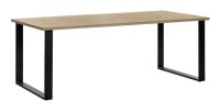 Table 8 personnes pour salle à manger collection NEWTON coloris chêne doré. Pieds en métal.