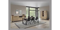 Tafel voor 10 personen voor eetkamer, collectie NEWTON, kleur gouden eik. Metalen poten.