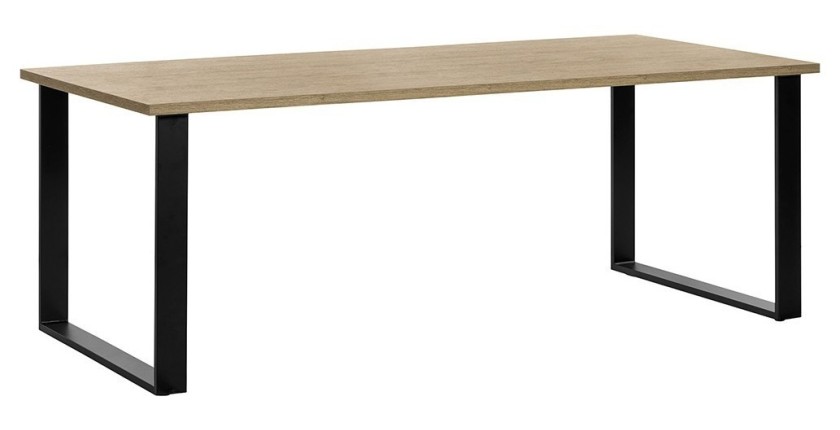 Tafel voor 10 personen voor eetkamer, collectie NEWTON, kleur gouden eik. Metalen poten.
