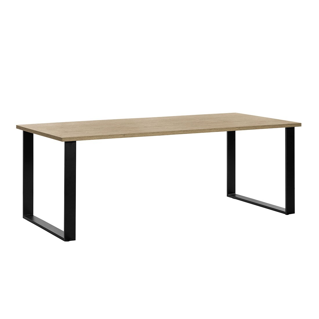 Tafel voor 10 personen voor eetkamer, collectie NEWTON, kleur gouden eik. Metalen poten.