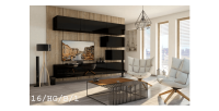 Ensemble de meubles de salon noir suspendus collection CEPTO XVI 249cm, 8 meubles, modulables.