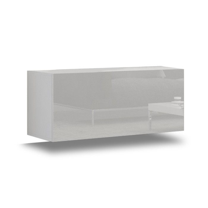 Ensemble de meubles de salon noir et blanc suspendus collection CEPTO XVI 249cm, 8 meubles, modulables.