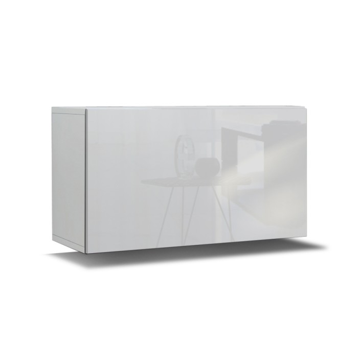 Ensemble de meubles de salon noir et blanc suspendus collection CEPTO XVI 249cm, 8 meubles, modulables.