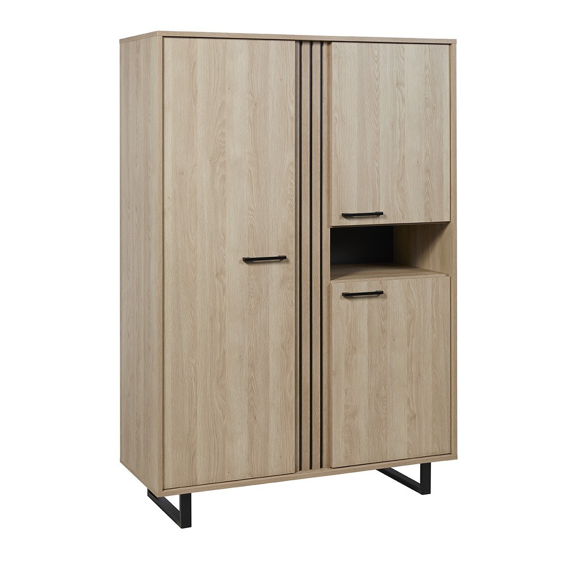 Meuble de Rangement XL avec pieds en métal coloris chêne clair collection LOFT. Grande capacité de rangement.