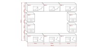 Ensemble de meubles de salon noir suspendus collection CEPTO XVII 249cm, 10 meubles, leds, modulables.