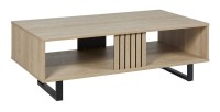 Table basse robuste collection LOFT Coloris chêne clair. Pieds en métal noir