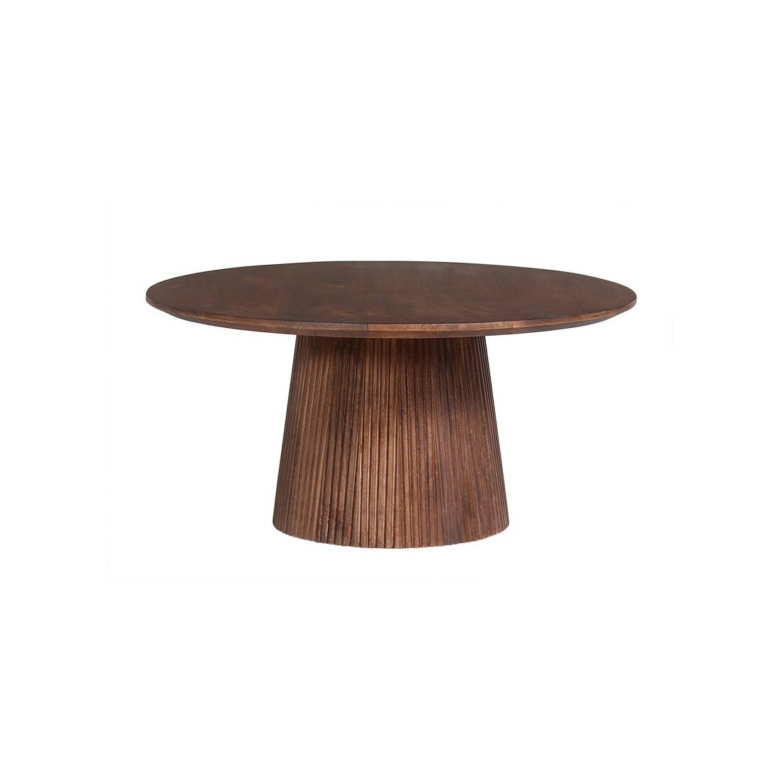 Table basse ronde collection RIMBAUD effet bois brun clair diamètre 80 cm