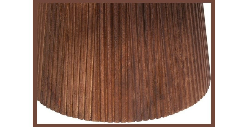 Table basse ronde collection RIMBAUD effet bois brun clair diamètre 80 cm