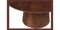 Table basse ronde collection RIMBAUD effet bois brun clair diamètre 80 cm