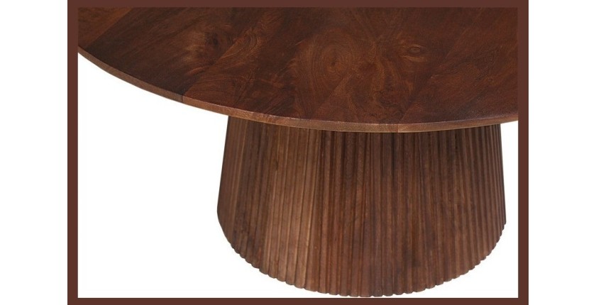 Table basse ronde collection RIMBAUD effet bois brun clair diamètre 80 cm