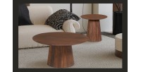 Table basse ronde collection RIMBAUD effet bois brun clair diamètre 80 cm