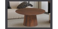 Table basse ronde collection RIMBAUD effet bois brun clair diamètre 80 cm