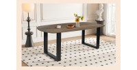 Table à manger FRANCHIA en bois massif exotique mangolia vieilli - L220cm