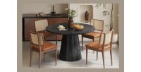Table ronde collection FRANCHIA en bois exotique de mangolia noir diamètre 130 cm