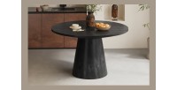 Table ronde collection FRANCHIA en bois exotique de mangolia noir diamètre 130 cm
