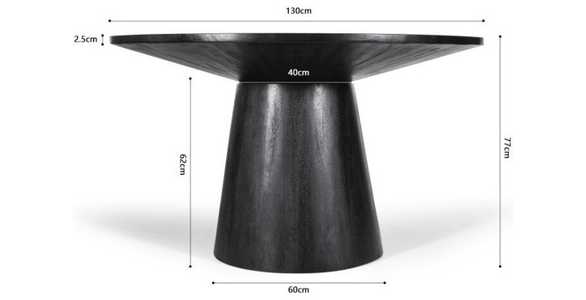 Table ronde collection FRANCHIA en bois exotique de mangolia noir diamètre 130 cm