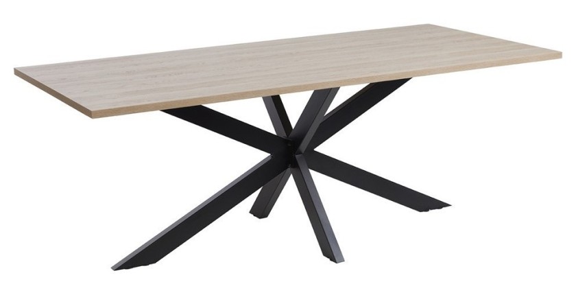 Mesa para 8 personas para comedor colección LOFT color roble claro. Patas de metal.