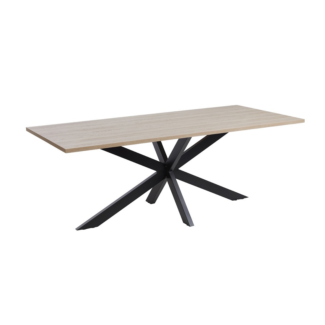 Mesa para 8 personas para comedor colección LOFT color roble claro. Patas de metal.