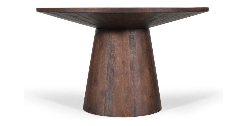 Table ronde collection FRANCHIA en bois exotique de mangolia brun diamètre 130 cm