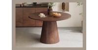 Table ronde collection FRANCHIA en bois exotique de mangolia brun diamètre 130 cm